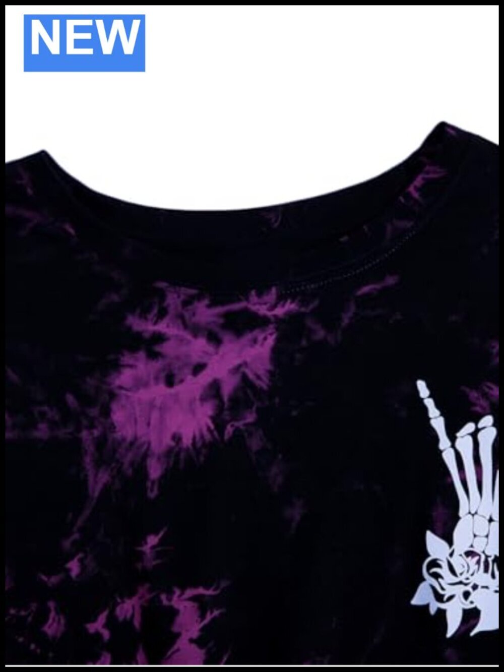 Tie Dye Skeleton Print Graphic Tee Short Sleeve Crew Neck